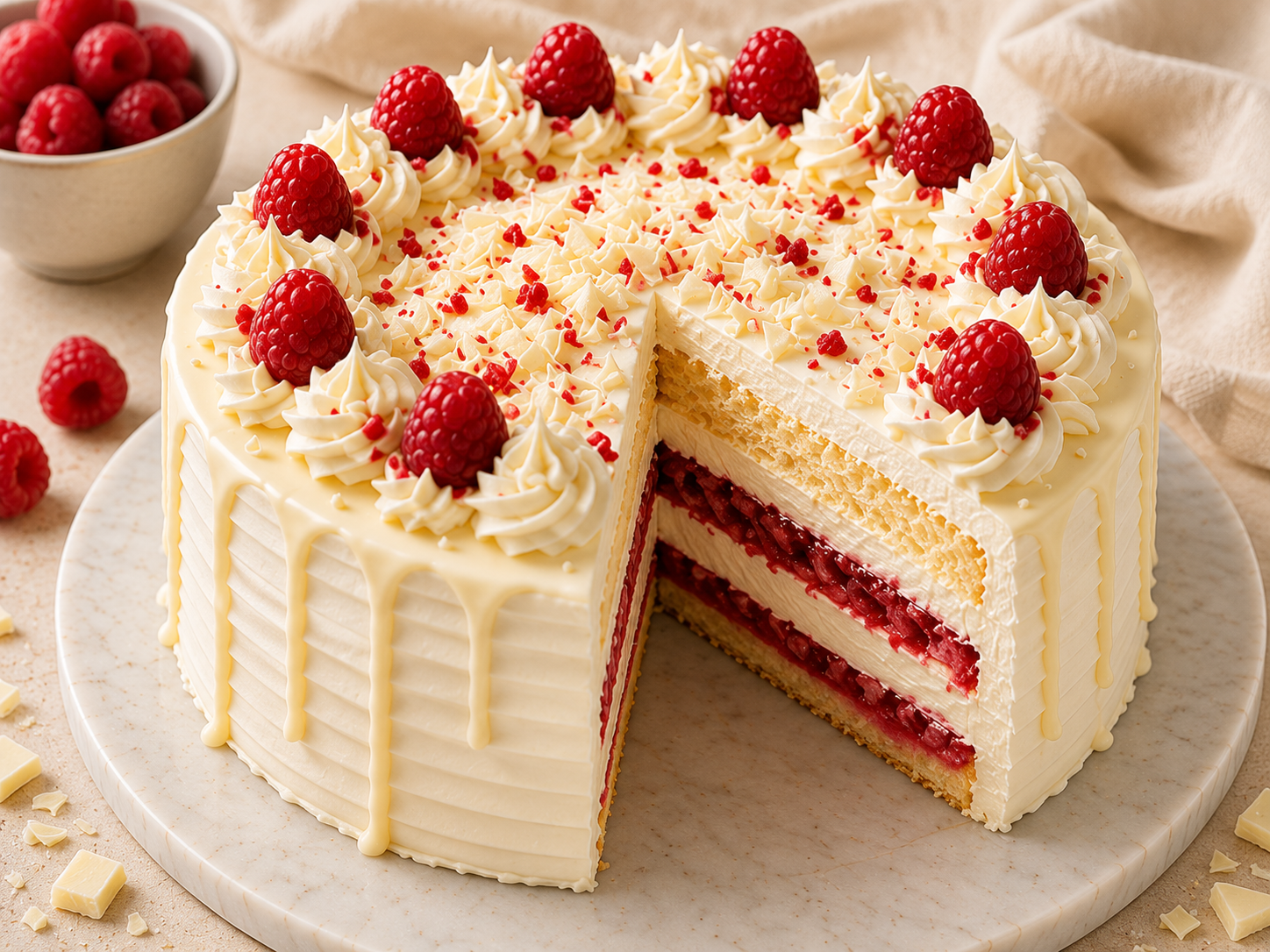 Raspberry White Chocolate Cake